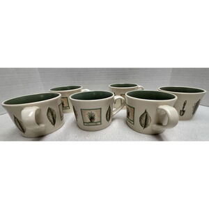 Set of 6 Pfaltzgraff Naturewood Coffee Cups Stoneware Gardening Green Interior